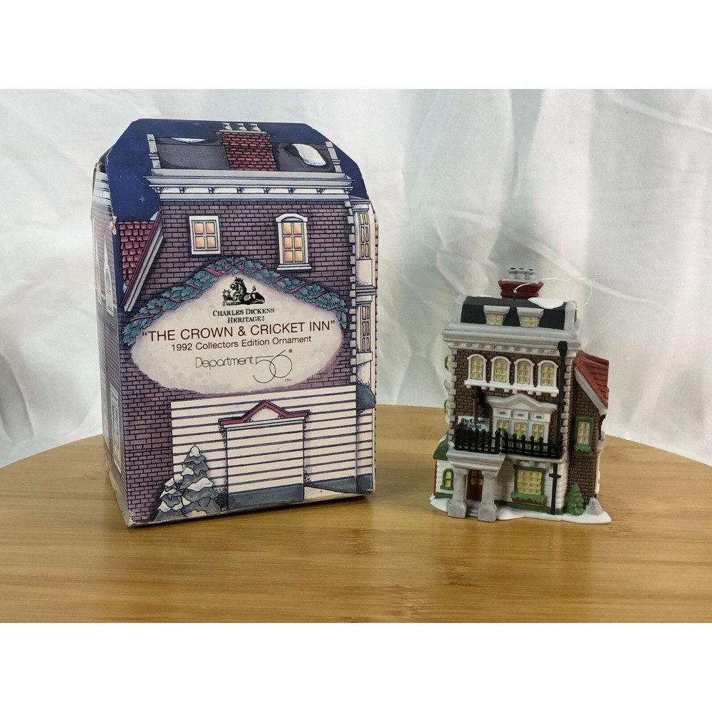 Vintage Department 56 Charles Dickens Heritage Crown & Cricket Inn Ornament 1992